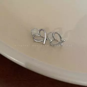 Sleep Heart Female Fall and Winter Simple Ear Clip Cut Out Heart ear clip