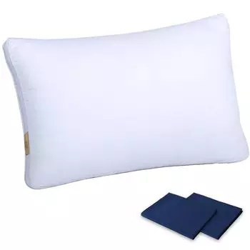 Sleep Labo Сделано в Японии Подушка Подушка с 2 чехлами Характеристики отеля Полностью моющаяся Регулируемая по высоте Пушистая Подушка для сна 3D Структура Синяя