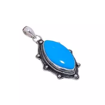 Sleeping Beauty Turquoise 925 Sterling Silver Pendant V9041, Blue Pendant, Marquish Pendant, Valentin s Day Gift, Gift For Her, Birthday Gift, Handmad