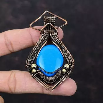 Sleeping Beauty Turquoise Pendant Copper Wire Wrapped Pendant Handmade Gemstone Pendant Wire Wrapped Jewelry Copper Jewelry Pendant For Gift