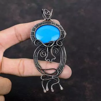 Sleeping Beauty Turquoise Pendant Copper Wire Wrapped Gemstone Pendant Wire Wrap Jewelry Handmade Ethnic Pendant Copper Jewelry Gift For Her