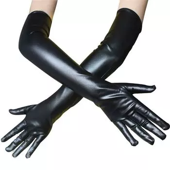 Sleeve Cover Coating Bright Leather Thin Unisex Black 54cm All yards