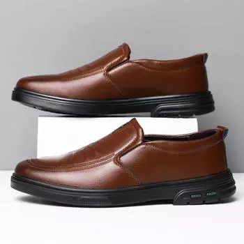 Sleeve shoes casual shoes formal dress middle-aged and elderly men s shoes fashion hundred business with trend leather surface explosive shoes 39 чёрный