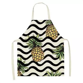 Фартук без рукавов, льняной кухонный рабочий фартук, ананас, фруктовый принт, фруктовый узор, талия, аксессуары для домашней кухни, женский фартук 47x38cm