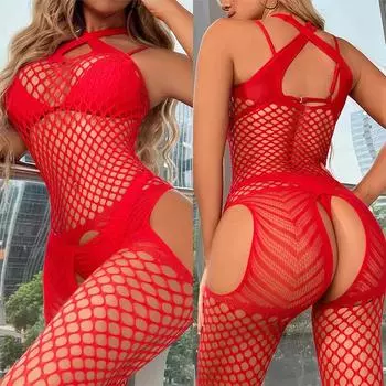Sleeveless Mesh For Women Underwear Crotchless Tights Sexy Open Bras Socks Y2k Fishnet Erotic Gifts Pornographic Bodystocking One Size