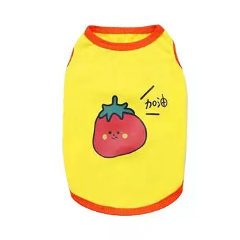 Sleeveless Puppy Tank Top Fruit Printing Cotton Dog Shirts Pet Clothing for Spring Summer Tomato XL M(for 4-6.5kg)