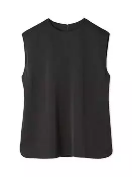 Sleeveless Shirt Curved Satin Blouse 09WFT251025 BLK [Mira Owen] Women s чёрный