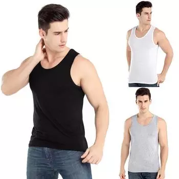 Футболка без рукавов, мужская майка, майка, хлопок, тренажерный зал, большие размеры, летние тренажерные залы, лоты 2XL чёрный