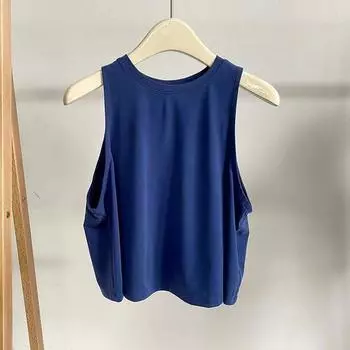 Sleeveless Yoga Clothes Sports Tops Women s Fitness Vest Quick-Drying Breathable Casual Running Smock Sexy Beauty Back Outwear Blue S