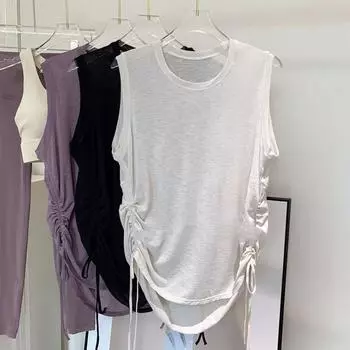 Sleeveless Yoga Clothes Women Fitness Quick-Drying Vest Clothes Training Running Sports Cover up Breathable Slimming Beauty Back Top New White M