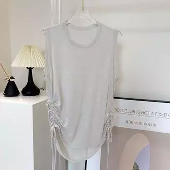Sleeveless Yoga Clothes Women s Tops Quick-Dry Vest Breathable Running Sports Back Shaping Fitness Training Slimming Outer Wear Blouse White L