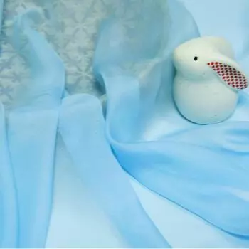 Слегка глянцевая мягкая шифоновая ткань 20 цветов на выбор Ширина ручная работа Цвет однотонная прозрачная ткань [moonfarm] 1,5 м (Голубой, 1м)