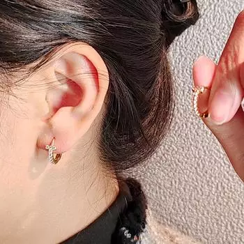 Слегка инкрустированные легкие роскошные серьги-пряжки для ушей женские серьги Tide Temperament Circle Earrings Cold Wind Design Earrings Tide