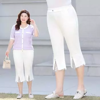 Слегка расклешенные брюки для весны и лета. Утягивающие повседневные кружевные драпированные брюки-клеш для миниатюрных и стильных девушек. XL чёрный