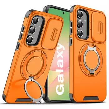 Slide Camera Protection Ring Stand Armor Phone Cases For Samsung Galaxy A56 A36 A16 A55 A35 A15 A54 A14 5G Case Magnetic Cover Galaxy A14
