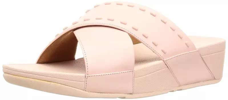 Slide Sandals LULU LEATHER CROSS SLIDES Pink Salt cm [Fit Flop] RUBBER-STUD Women s 23.0 cm~23.5