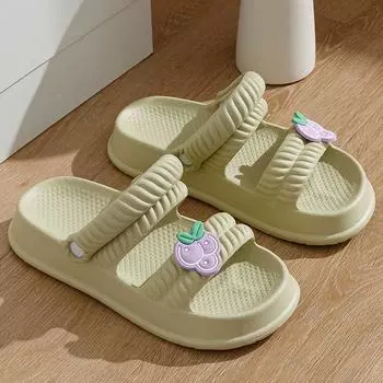 Слайды Женская одежда Летние женские сандалии Нескользящие домашние сандалии Мягкие сандалии на платформе 5 чёрный