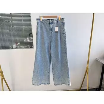Slight Flaw Spring Summer Fashion Baggy jeans Simple and Versatile Fashion Trendy Slimming Straight Retro Design Sense Y1 Sky Blue L