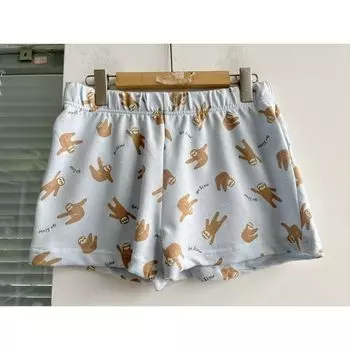 Slightly Flaw Female Summer Outwear Casual Sports Shorts High Waist Hot Pants Slim Looking Cartoon Cute Walking Home Shorts Mei Ten Light Blue M