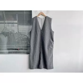 Slightly Flaw Spring & Fall New Arrival Easiest for Match Vest Dress Simple Casual Fashion V Neck Sleeveless Women s Elegance Dress C8 Dark gray M