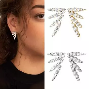 Slightly set and gradual change zircon earrings women s autumn and winter earrings ins cold wind simple 925 sterling silver needle earrings