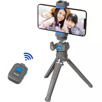 SLIK Smartphone Tripod Leptos Pocket R Gray Bluetooth Remote Control Included Easy Mounting Smartphone Holder Compatible with LPTSPKTRGY