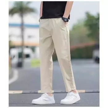 Slim and Stylish Casual Pants for Summer for Men, Cool and Versatile Straight Nine-point Pants M
