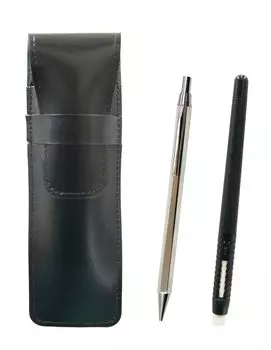 Slim cowhide pencil case black eraser black and Z66 whole body silver hexagonal knock metal mechanical pencil set pen-shaped T23-ASBMC46B-Z66SS