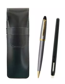 Slim cowhide pencil case black eraser black and neo satin gray processing retro mechanical pencil set pen-shaped D-1000 T23-ASBMC46B-1000HS