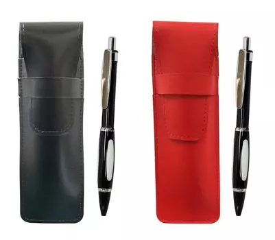 Slim Cowhide Pencil Case Black Red Set Metal Scorpion Shocking Ballpoint Pen Black ASBR-B989A-B