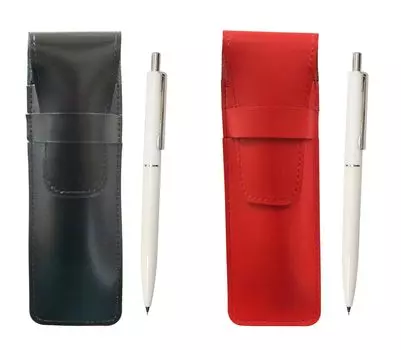 Slim Cowhide Pencil Case Black Red Set AP150 1965 Reprint Edition Ladies Mechanical Pencil with Knock Type Metal Clip White ASBR-AP150S-W