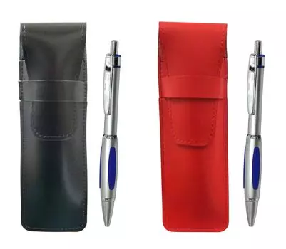 Slim Cowhide Pencil Case Black Red Set Metal Scorpion Shocking Ballpoint Pen Silver ASBR-B989A-S