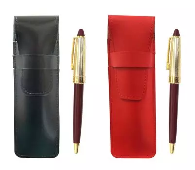Slim cowhide pencil case black red set Neo Holi gold processing retro ballpoint pen red D-800 ASBR-800B-R
