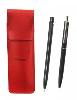 Slim cowhide pencil case eraser black and AP150 1965 reprint ladies mechanical pencil set with metal black red, ultra-fine knock-type edition,