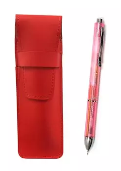 Slim cowhide pencil case red 3 Mecha Japan clear set pink T23-ASR-CL3M-P