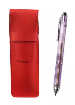 Slim cowhide pencil case red 3 Mecha Japan clear set purple T23-ASR-CL3M-V