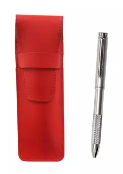 Тонкий пенал из воловьей кожи, красный, полностью металлический, вращающийся, с насечкой, шариковая ручка, набор из двух цветов T23-ASR-2CMM серебряный