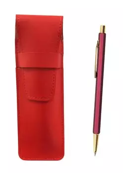 Slim Cowhide Pencil Case Red All Metal Metallic Wine Robust Hexagon Ladies Mechanical Pencil Set T23-ASR-A6S