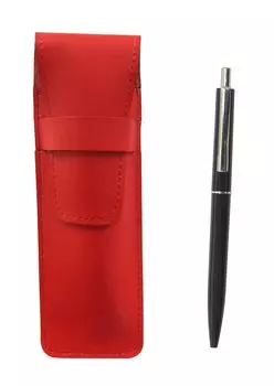 Slim Cowhide Pencil Case Red AP150 1965 Reprint Edition Ladies Mechanical Pencil Set with Knock Type Metal Clip Black T23-ASR-AP150S-B