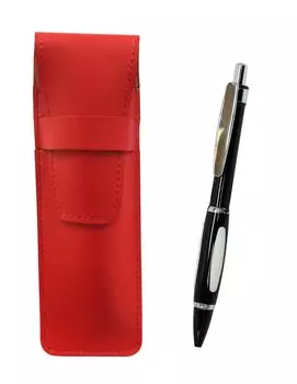 Slim Cowhide Pencil Case Red Metal Scorpion Shocking Ballpoint Pen Set Black T23-ASR-B989A-B