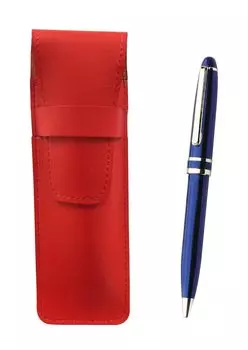 Slim Cowhide Pencil Case Red Midnight Rotating Ballpoint Pen Set Blue T23-ASR-SA2002BP-L