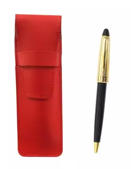 Slim cowhide pencil case red Neo gold processing retro ballpoint pen set black D-800 T23-ASR-800B-B чёрный