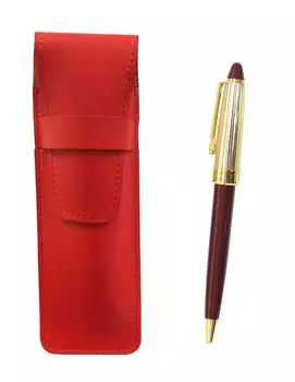 Slim cowhide pencil case red Neo gold processing retro ballpoint pen set red D-800 T23-ASR-800B-R