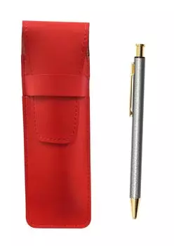 Slim Cowhide Pencil Case Red NQ26 All Metal Lizard Paint Knock Type Ballpoint Pen Set Gray T23-ASR-NQ26B-H