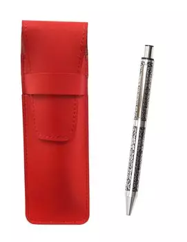 Slim cowhide pencil case red NQ30 thick shaft metal straight knock ballpoint pen set grape T23-ASR-NQ30B-V