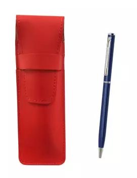 Slim cowhide pencil case red slim rotary ballpoint pen set blue T23-ASR-PD04-L