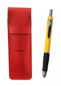 Slim cowhide pencil case red triangle 3 mechanical rubber set yellow T23-ASR-TR3M-Y