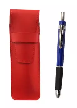 Slim cowhide pencil case red triangle 3 mechanical rubber set blue T23-ASR-TR3M-L