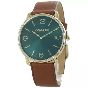 Slim Elliott Leather Strap Brown Green Dial 14602698 [Coach] Men s [Item]