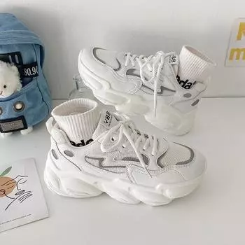 Slim Feet Dad Shoes Ins модные женские новые толстые кроссовки в стиле Гонконга 35 белый